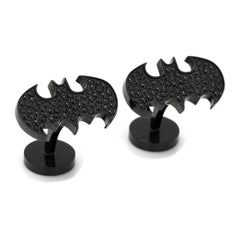 Stainless Steel Black Pave Crystal Batman Cufflinks