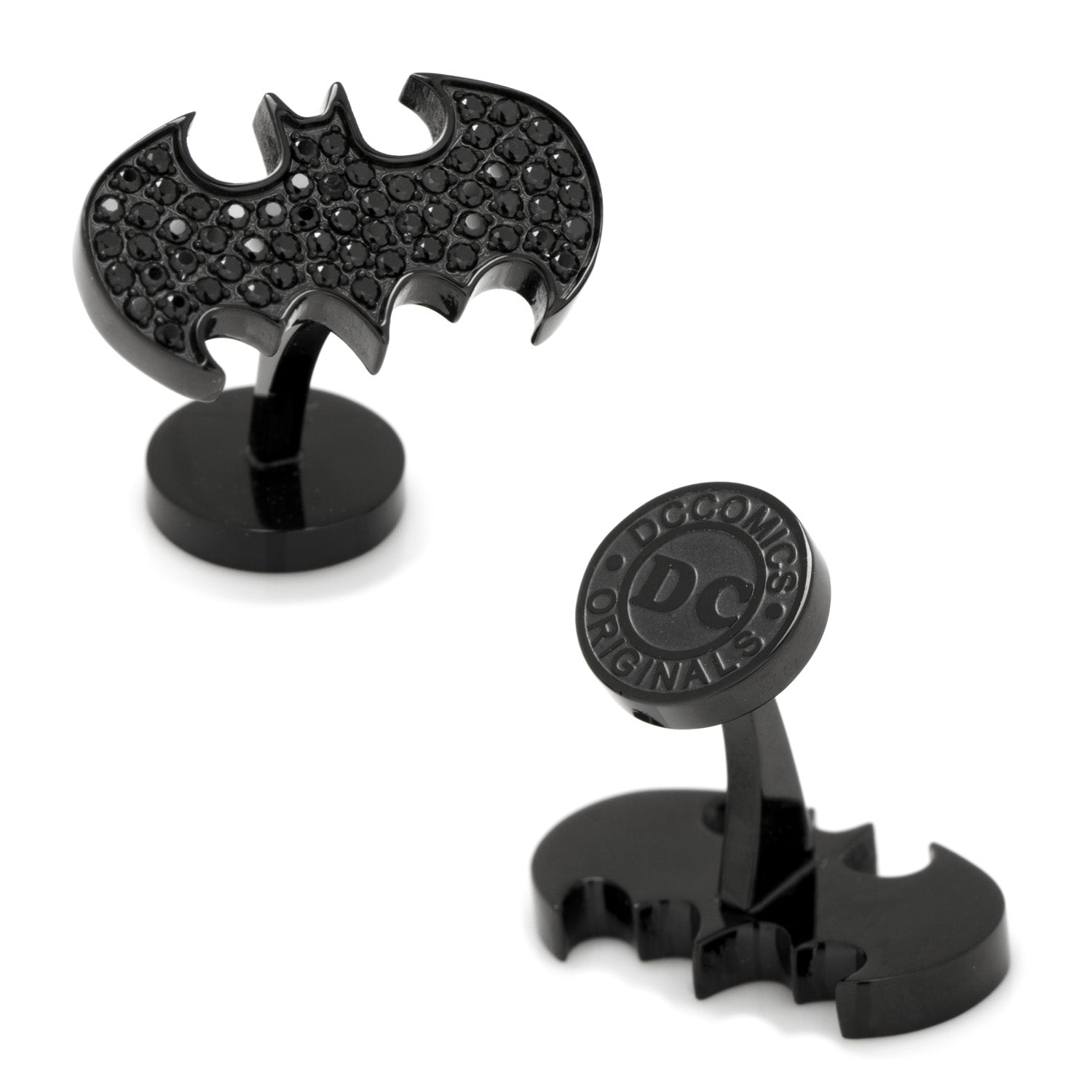  Cufflinks Stainless Steel Black Pave Crystal Batman Cufflinks - Default Title - Bonton