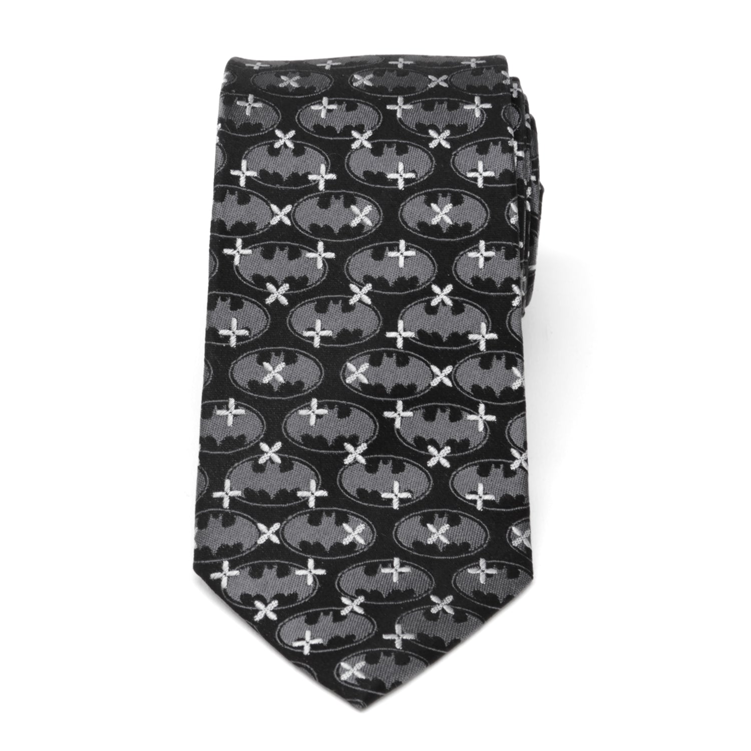  Cufflinks Batman Cross Black Silk Men's Tie - Default Title - Bonton