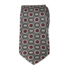 Batman Medallion Symbol Charcoal Silk Men's Tie