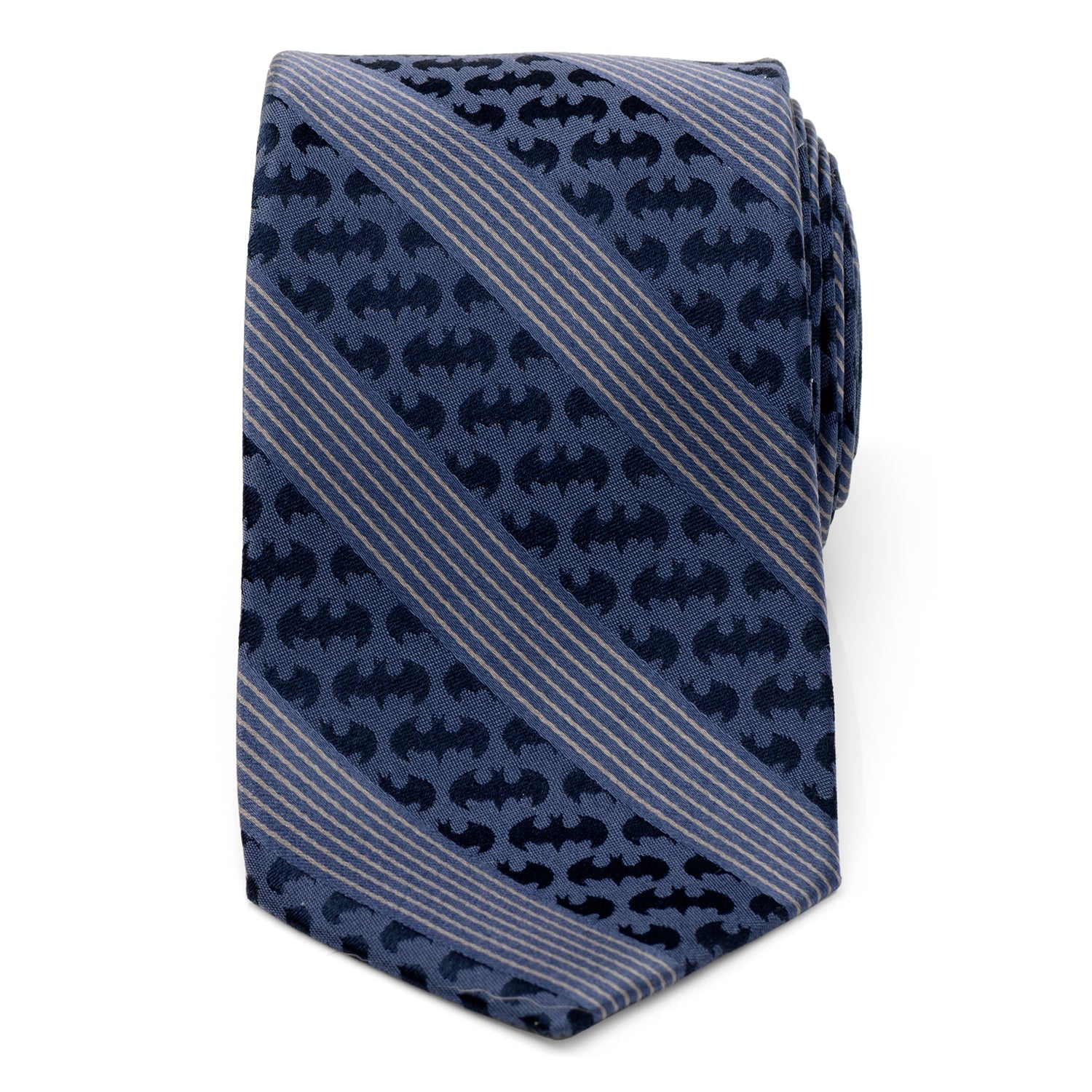  Cufflinks Batman Pinstripe Navy Tie - Default Title - Bonton