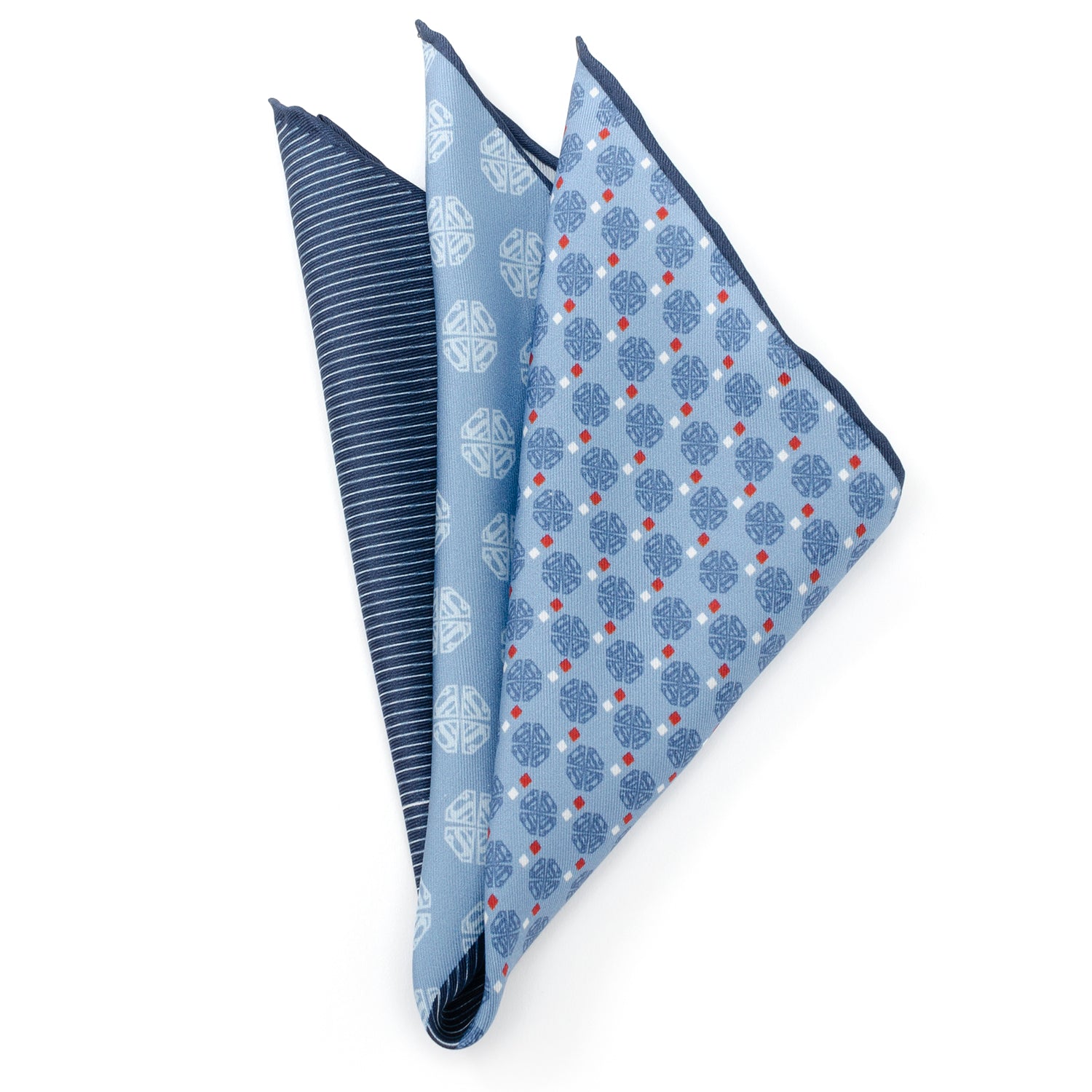  Cufflinks Superman Multi Motif Blue Pocket Square - Default Title - Bonton