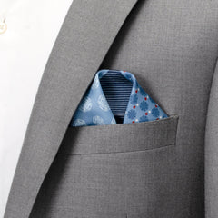 Superman Multi Motif Blue Pocket Square