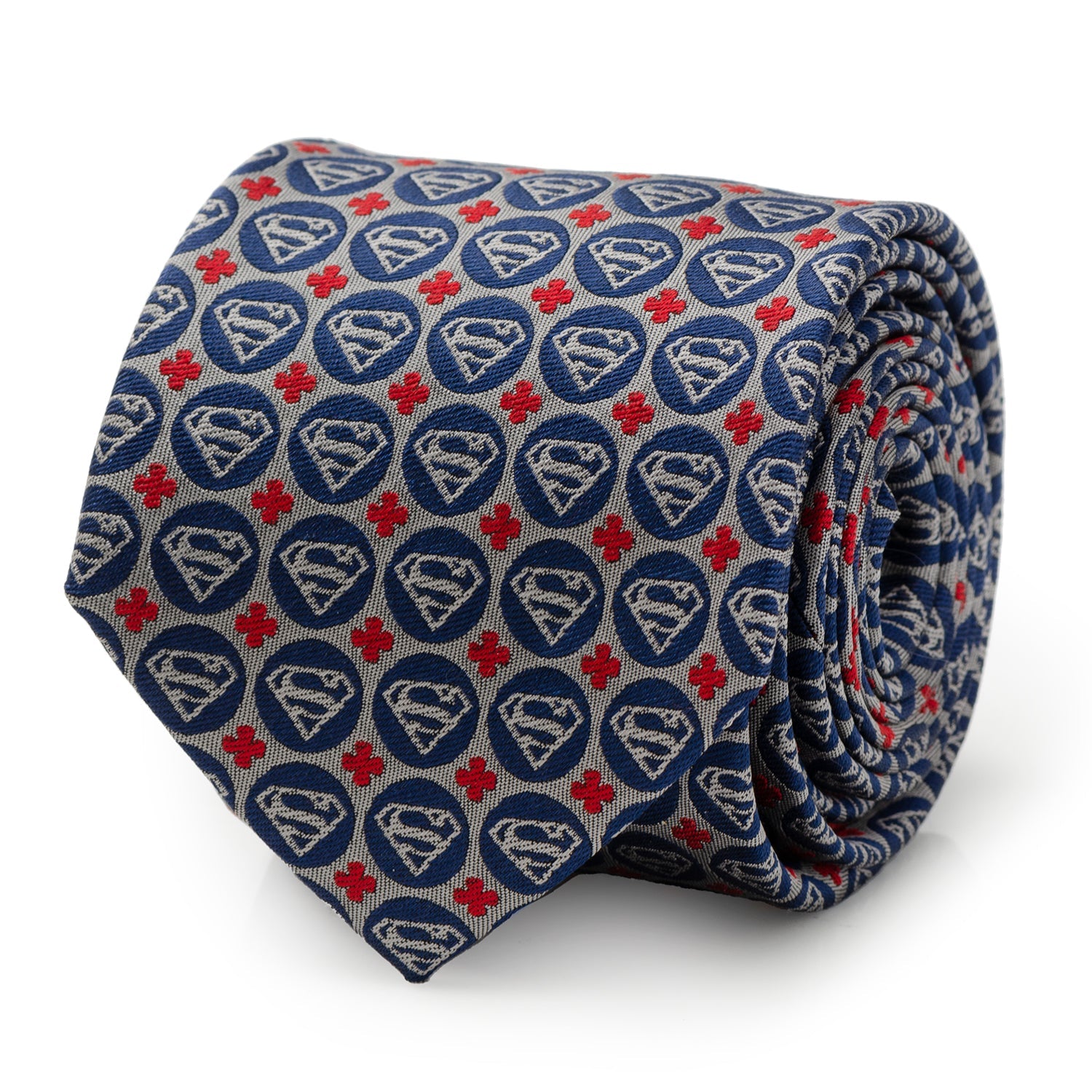  Cufflinks Superman Shield Motif Gray Men's Tie - Default Title - Bonton