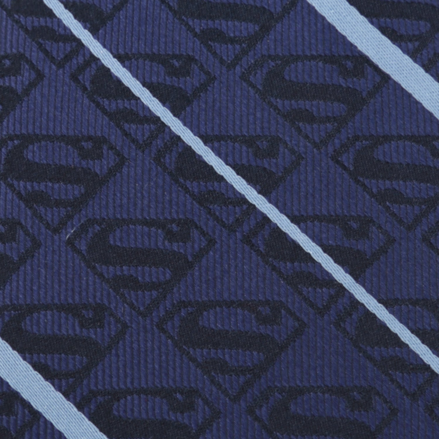  Cufflinks Superman Stripe Pattern Blue Silk Men's Tie - Default Title - Bonton