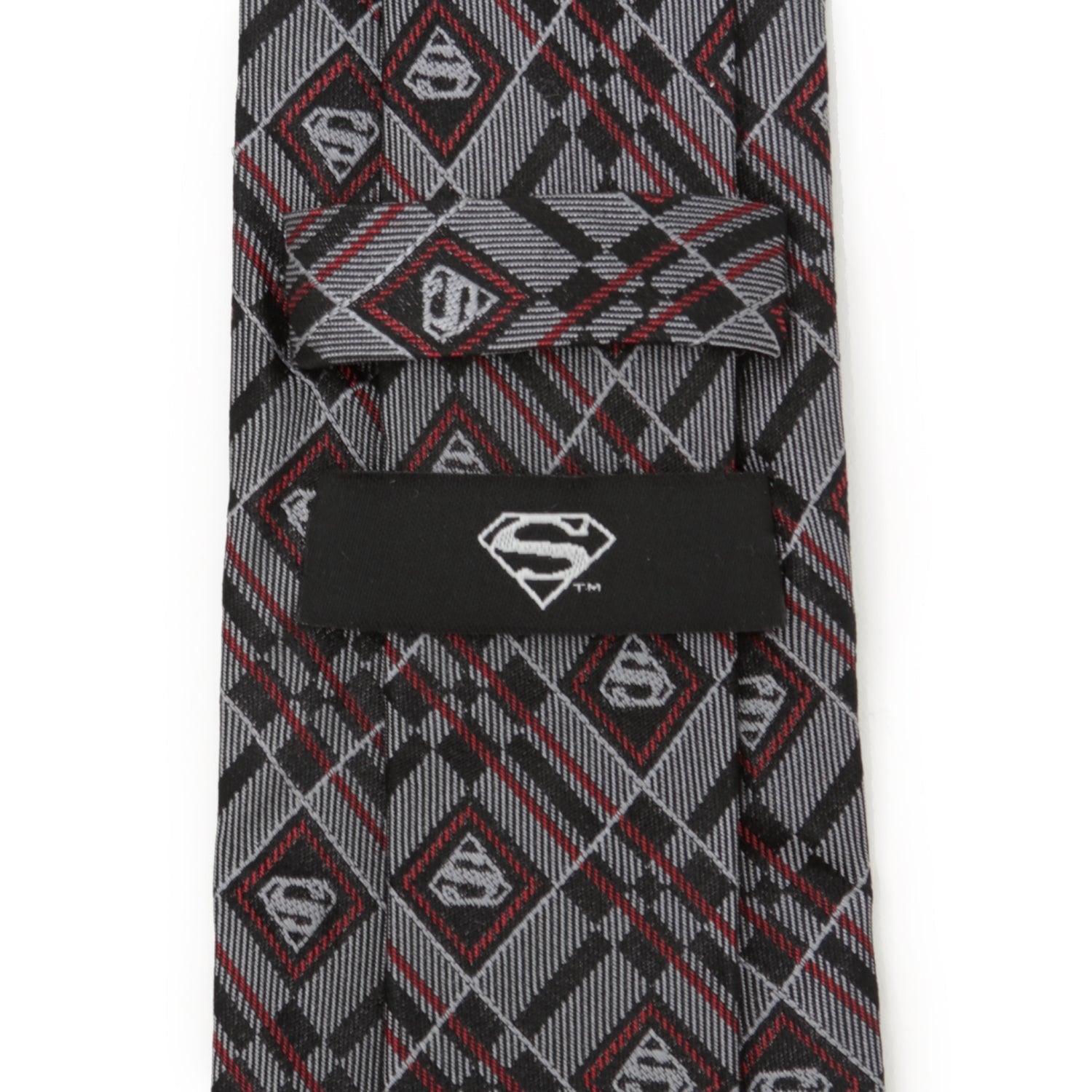  Cufflinks Superman Geometric Gray Silk Men's Tie - Default Title - Bonton