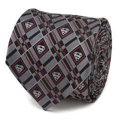 Superman Geometric Gray Silk Men's Tie