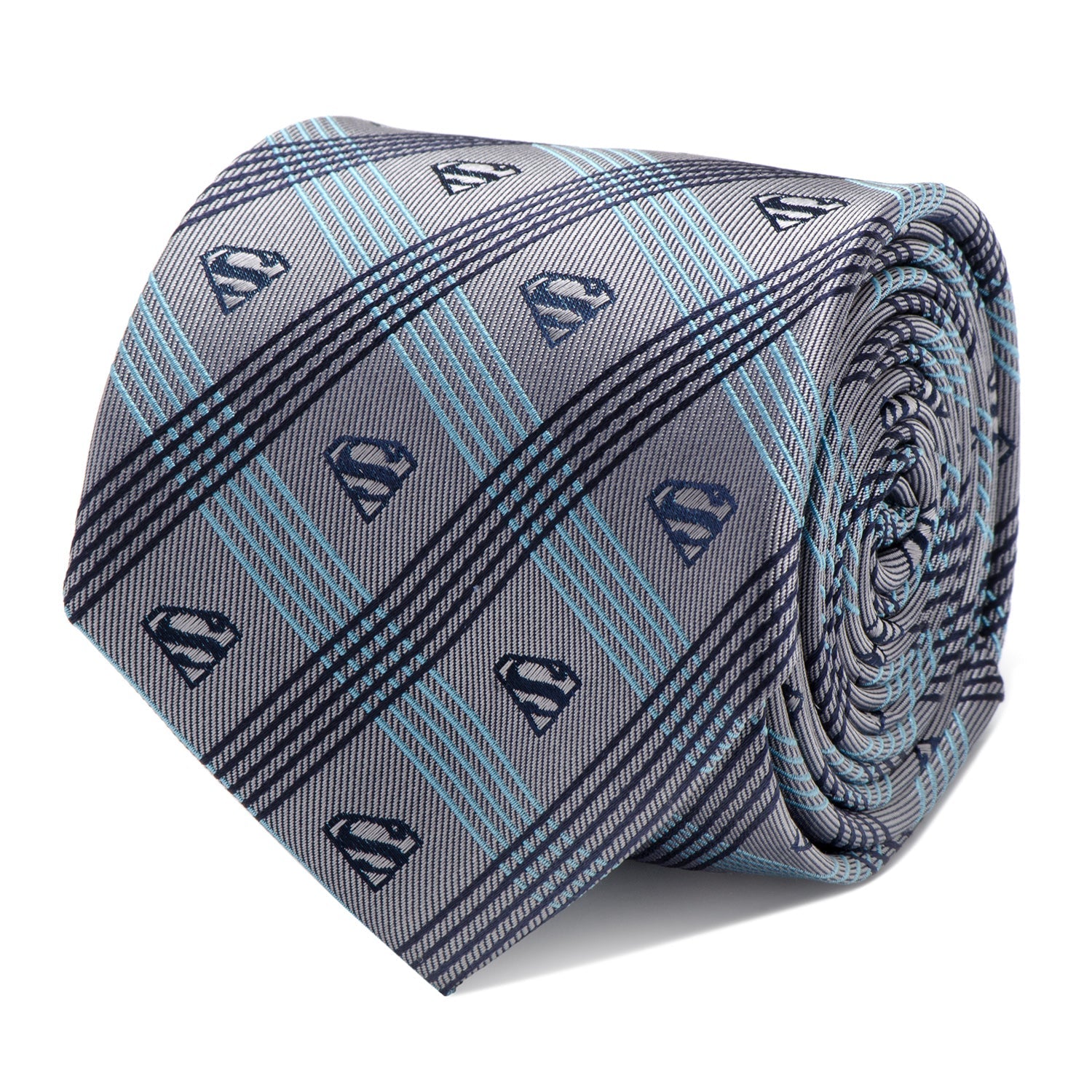  Cufflinks Superman Gray Plaid Tie - Default Title - Bonton