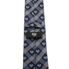 Superman Shield Navy Plaid Mens Tie