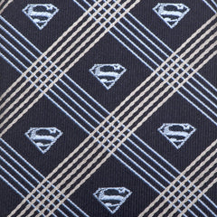 Superman Shield Navy Plaid Mens Tie