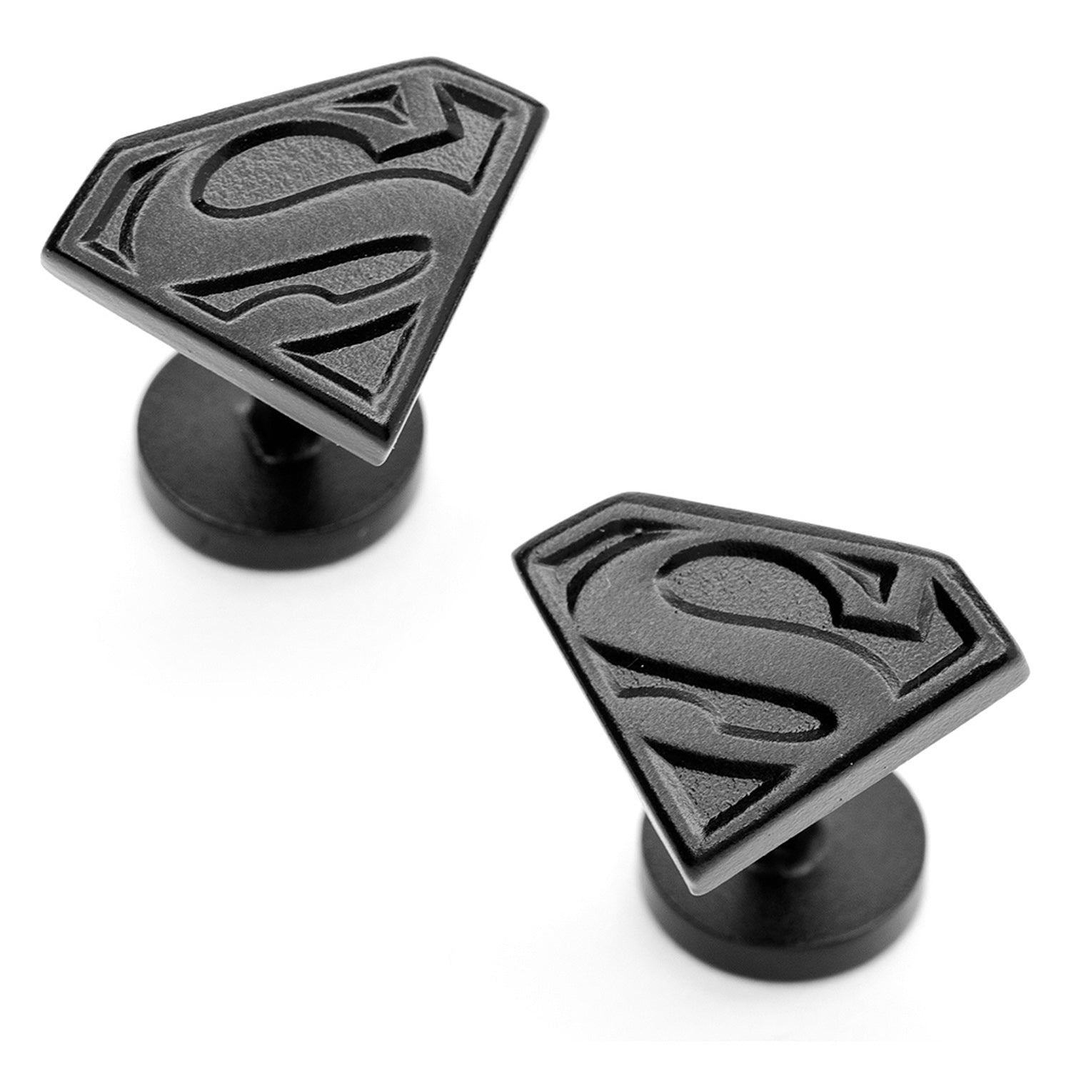  Cufflinks Satin Black Superman Shield Cufflinks - Default Title - Bonton