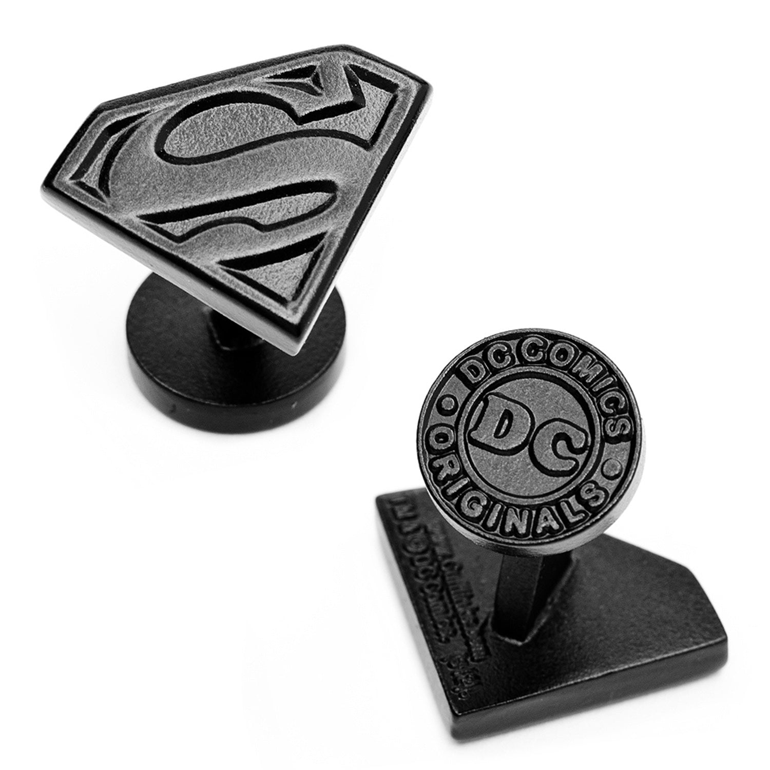  Cufflinks Satin Black Superman Shield Cufflinks - Default Title - Bonton