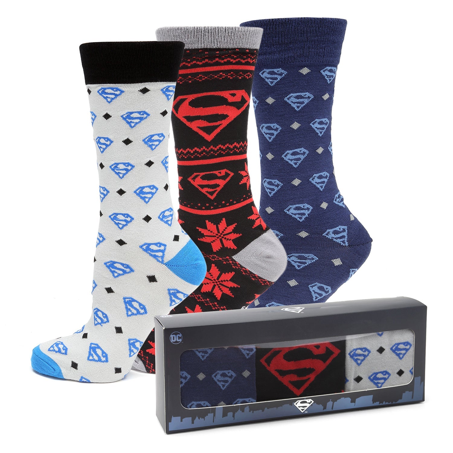  Cufflinks Superman 3 Pair Sock Gift Set - Default Title - Bonton