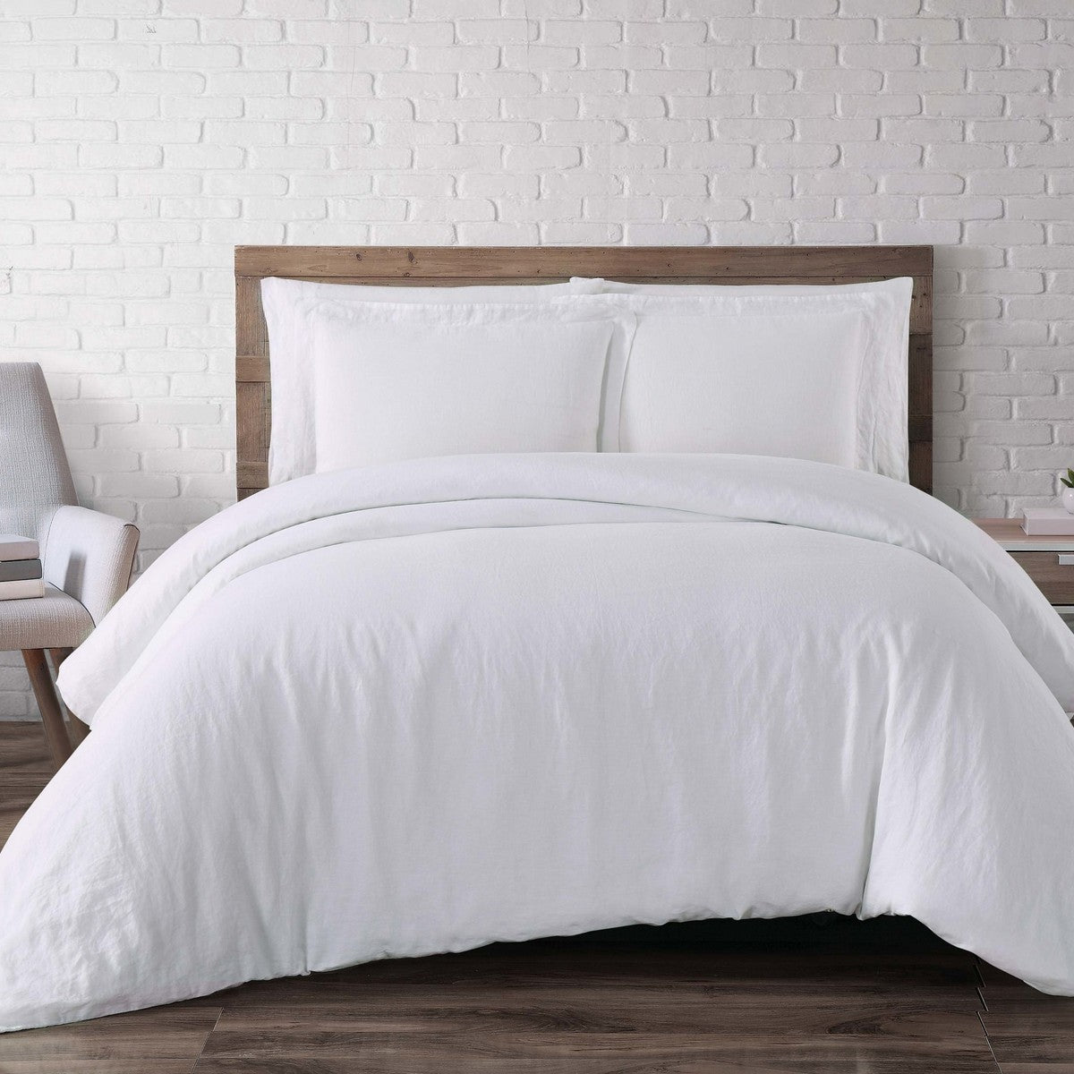  Brooklyn Loom Linen Duvet Set - White - Bonton