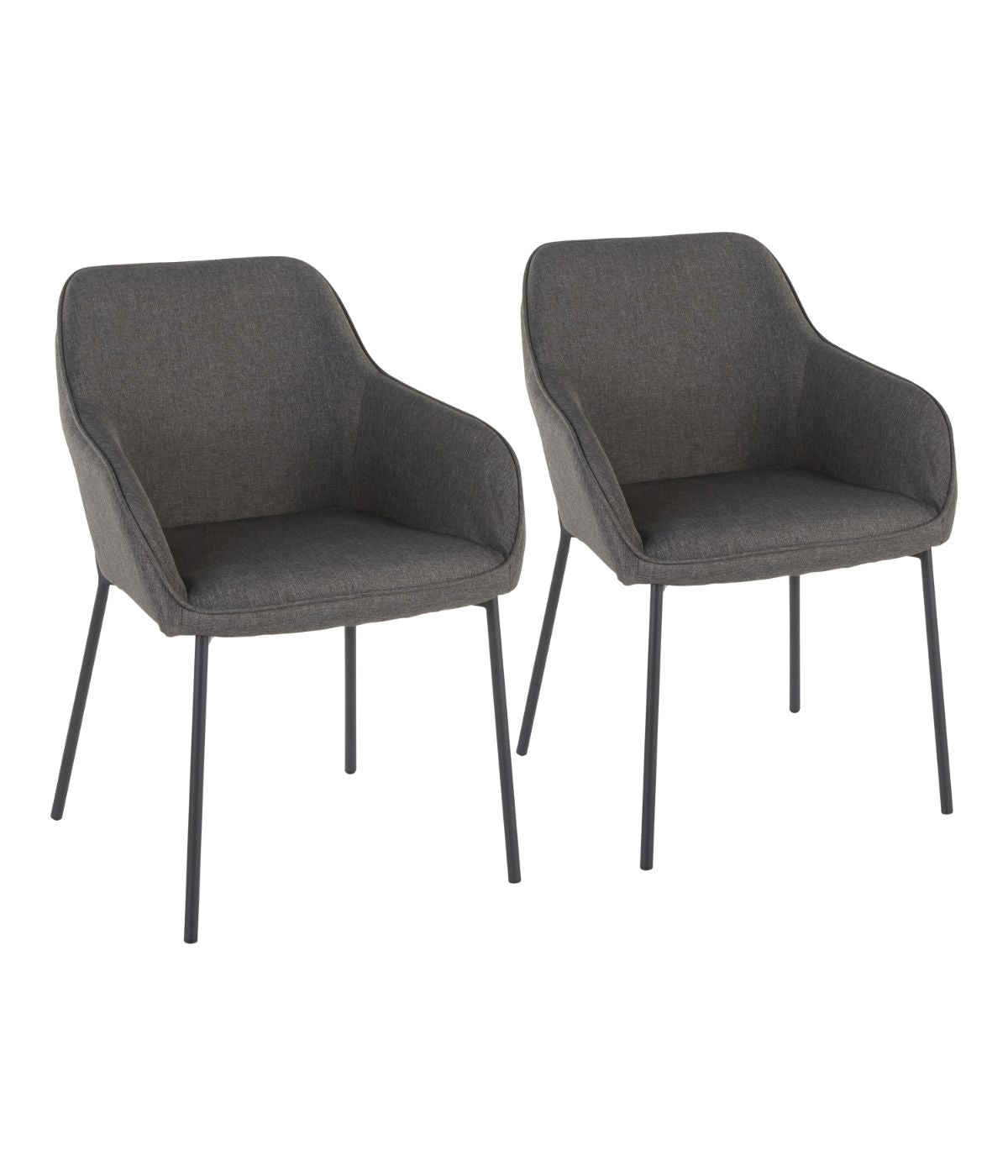  LumiSource Daniella Dining Chair - Set of 2 Black & Charcoal - Black & Charcoal - Bonton