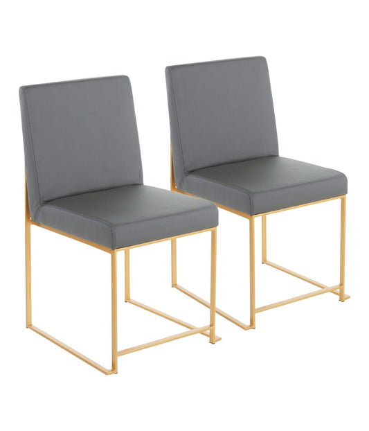 High Back Fuji Gold Dining Chair - Set of 2 Gold & Grey