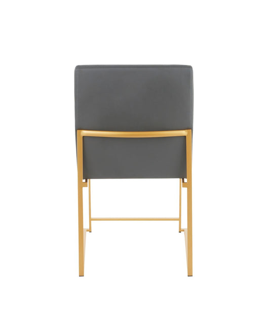 High Back Fuji Gold Dining Chair - Set of 2 Gold & Grey