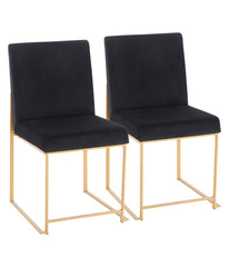 High Back Fuji Gold Dining Chair - Set of 2 Gold & Black