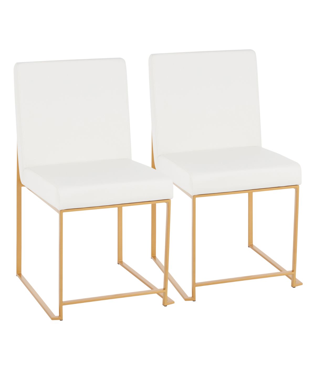 High Back Fuji Gold Dining Chair - Set of 2 Gold & White