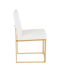 High Back Fuji Gold Dining Chair - Set of 2 Gold & White