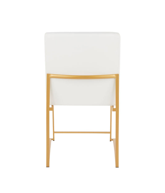 High Back Fuji Gold Dining Chair - Set of 2 Gold & White