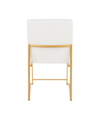 High Back Fuji Gold Dining Chair - Set of 2 Gold & White