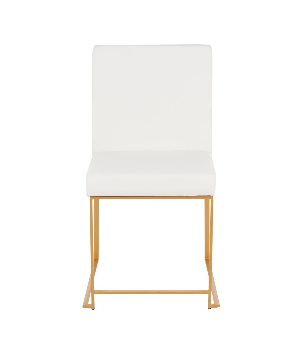 High Back Fuji Gold Dining Chair - Set of 2 Gold & White