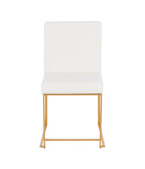 High Back Fuji Gold Dining Chair - Set of 2 Gold & White