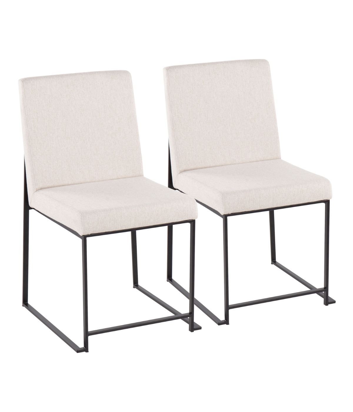  LumiSource High Back Fuji Dining Chair - Set of 2 Black & Beige - Black & Beige - Bonton