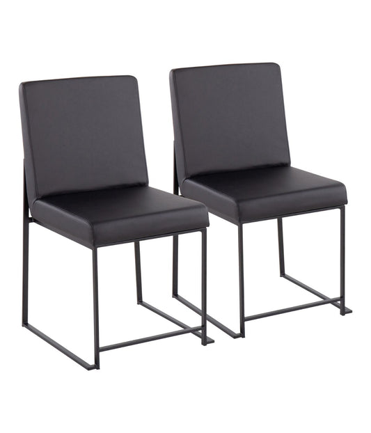 High Back Leather Fuji Black Dining Chair - Set of 2 Black