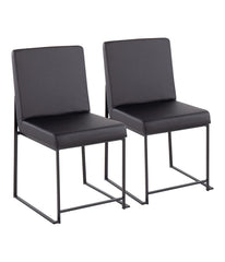 High Back Leather Fuji Black Dining Chair - Set of 2 Black