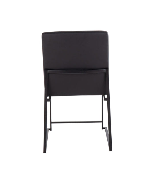 High Back Leather Fuji Black Dining Chair - Set of 2 Black