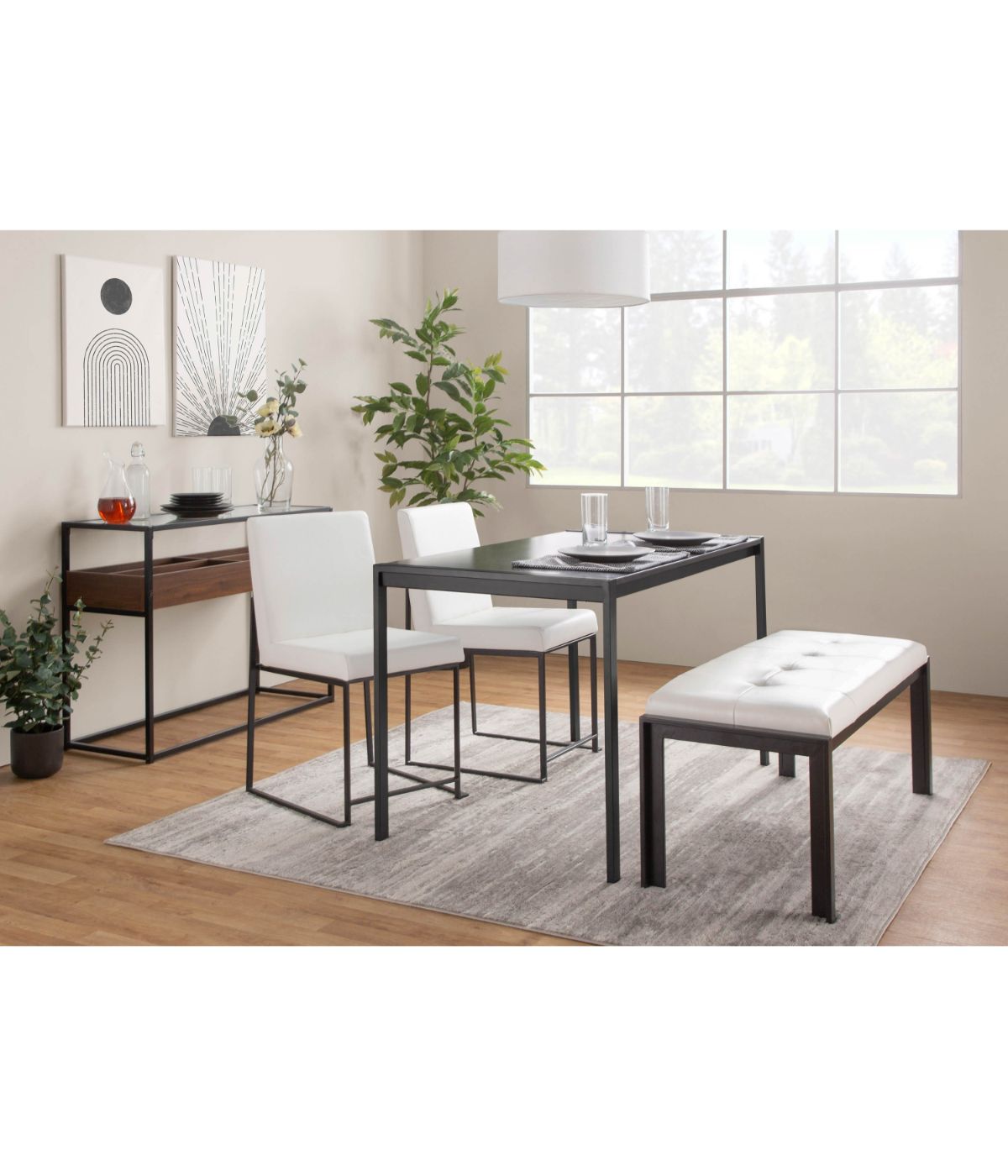  LumiSource High Back Fuji Dining Chair - Set of 2 Black & White - Black & White - Bonton