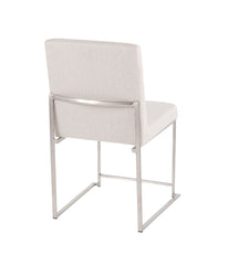 High Back Fuji Brushed Silver Dining Chair - Set of 2 Brushed Silver & Beige