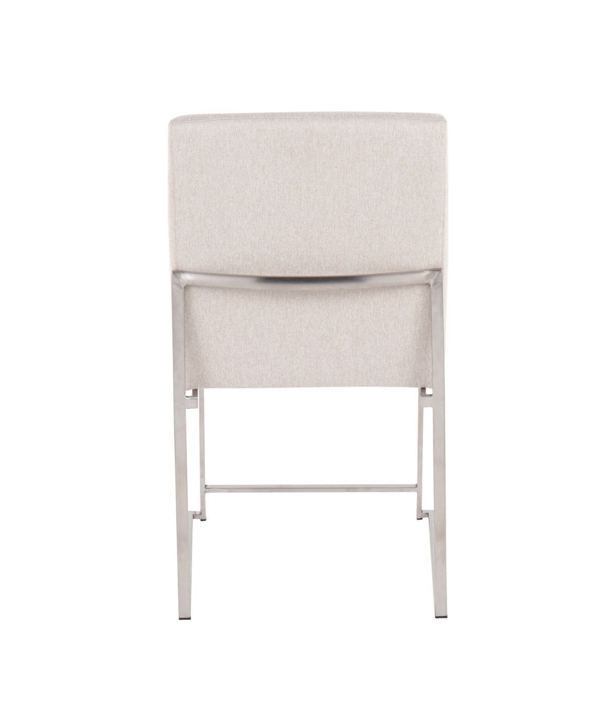 High Back Fuji Brushed Silver Dining Chair - Set of 2 Brushed Silver & Beige