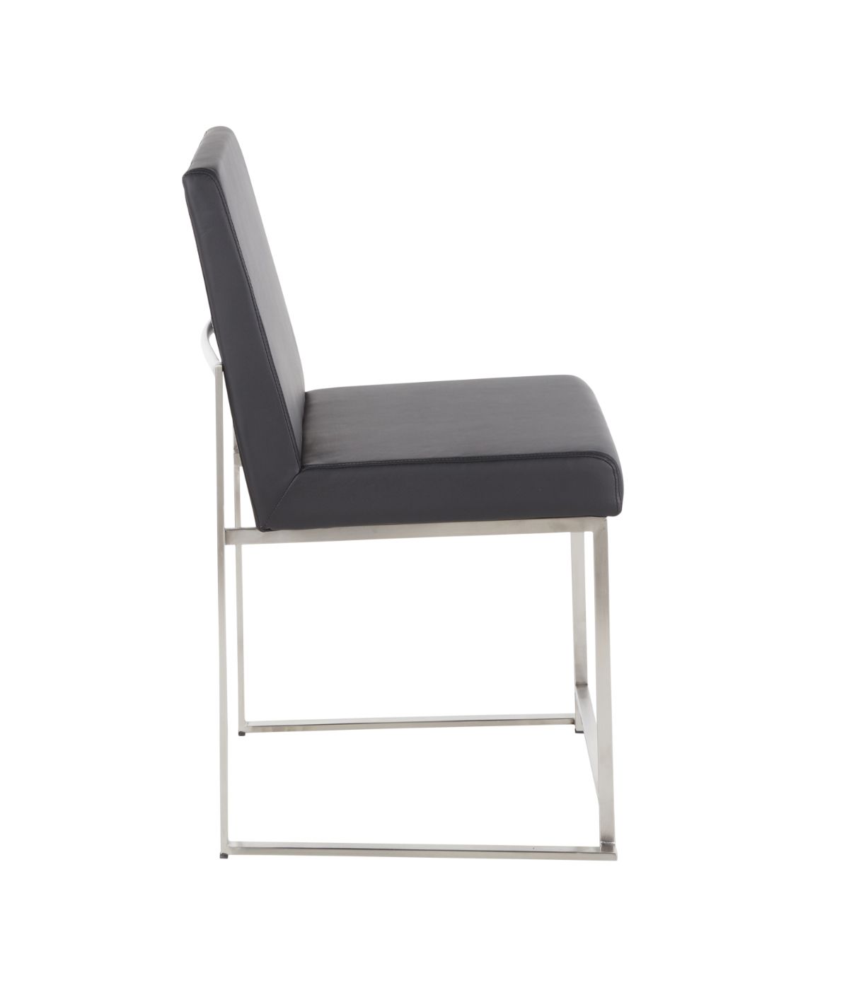 High Back Fuji Brushed Silver Dining Chair - Set of 2 Brushed Silver & Black