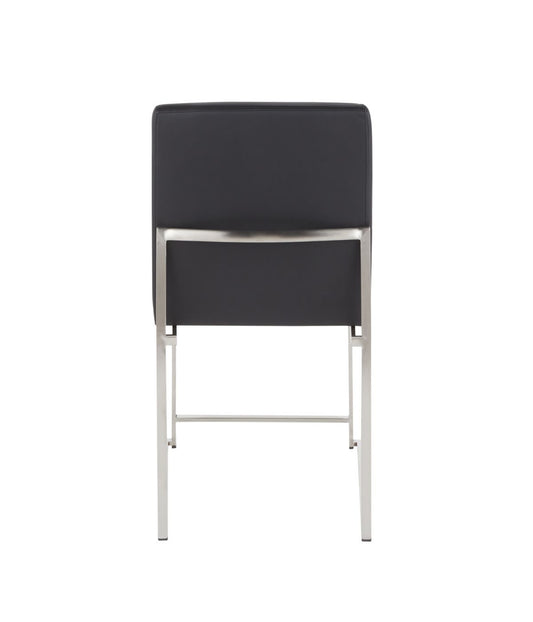 High Back Fuji Brushed Silver Dining Chair - Set of 2 Brushed Silver & Black