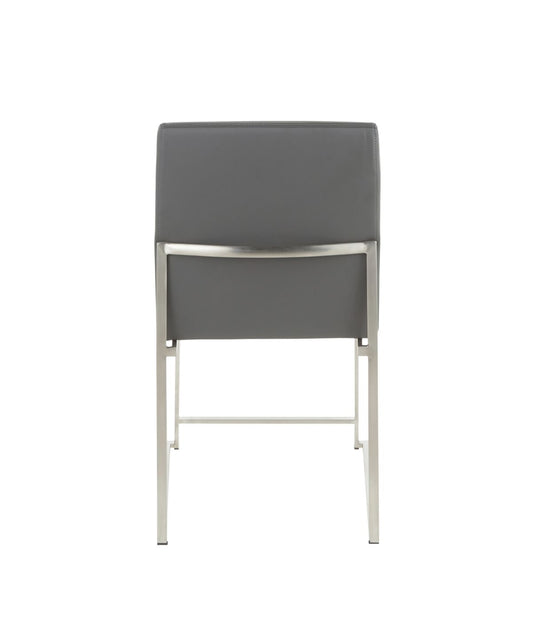 High Back Fuji Brushed Silver Dining Chair - Set of 2 Brushed Silver & Grey