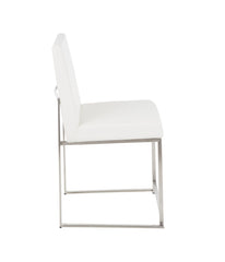 High Back Fuji Brushed Silver Dining Chair - Set of 2 Brushed Silver & White