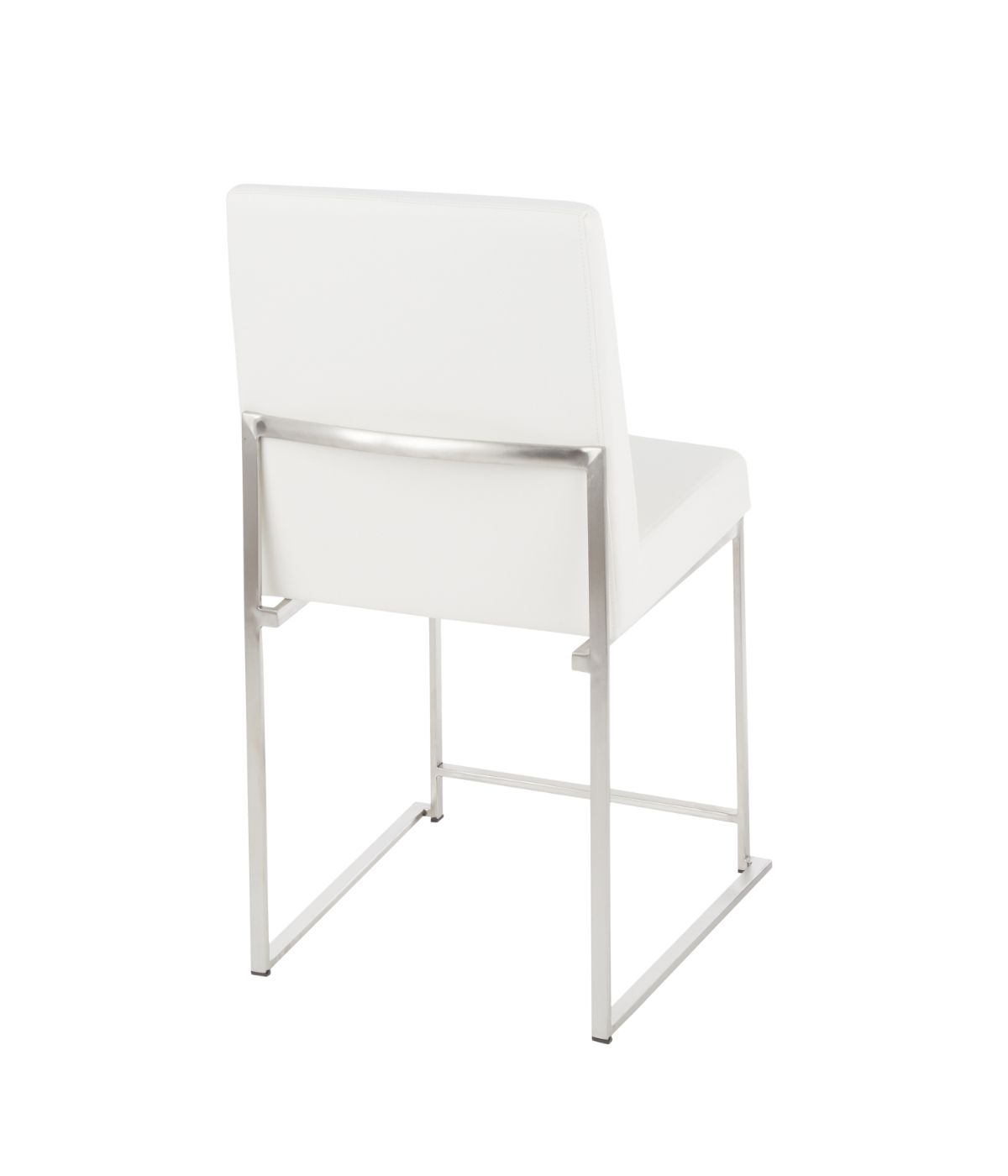 High Back Fuji Brushed Silver Dining Chair - Set of 2 Brushed Silver & White