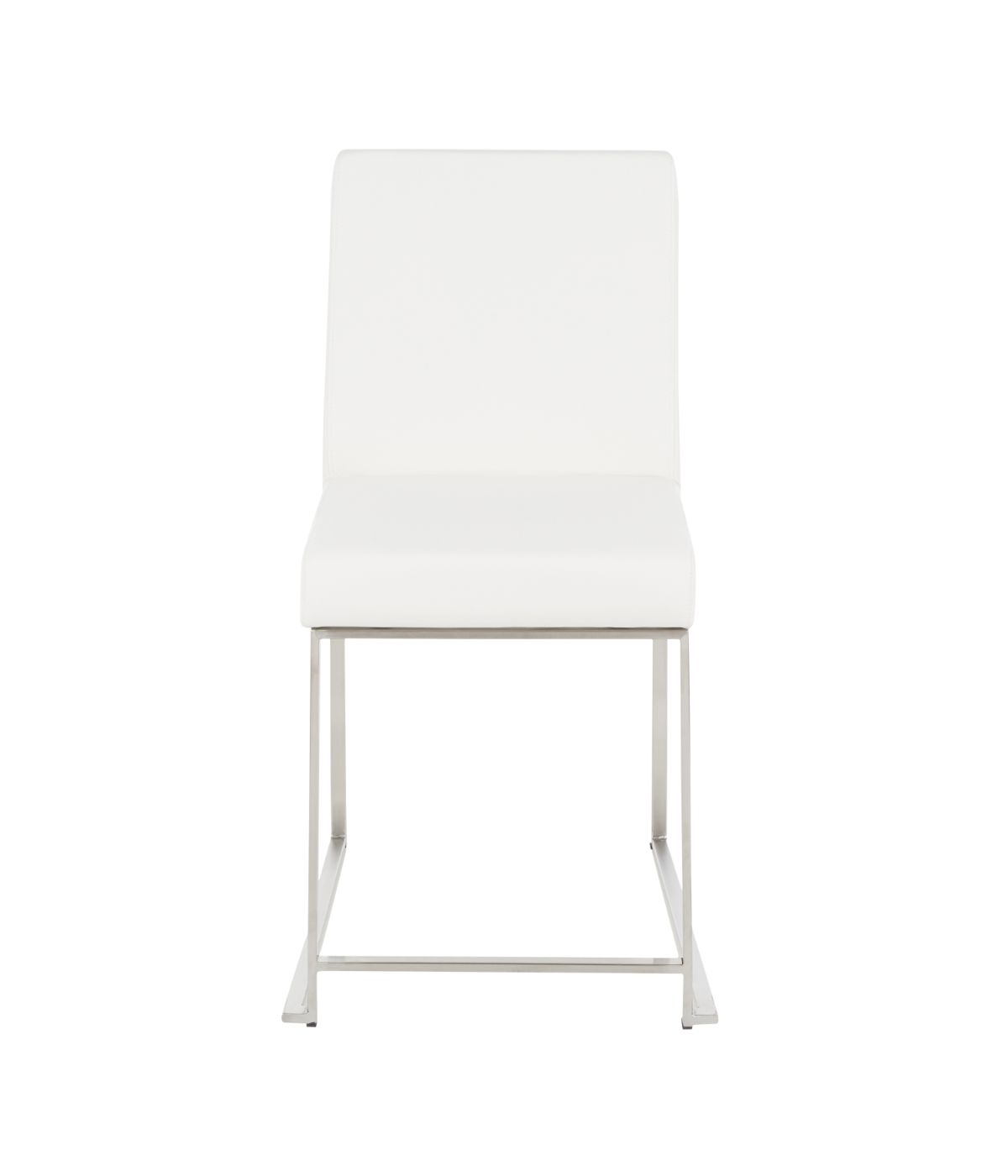 High Back Fuji Brushed Silver Dining Chair - Set of 2 Brushed Silver & White