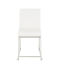 High Back Fuji Brushed Silver Dining Chair - Set of 2 Brushed Silver & White