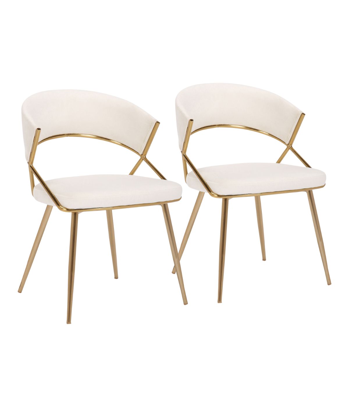  LumiSource Jie Dining Chair - Set of 2 Gold & Cream - Gold & Cream - Bonton