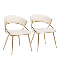 Jie Dining Chair - Set of 2 Gold & Cream