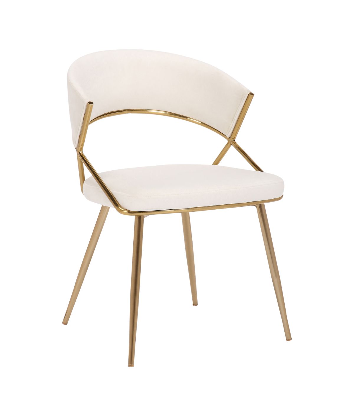  LumiSource Jie Dining Chair - Set of 2 Gold & Cream - Gold & Cream - Bonton