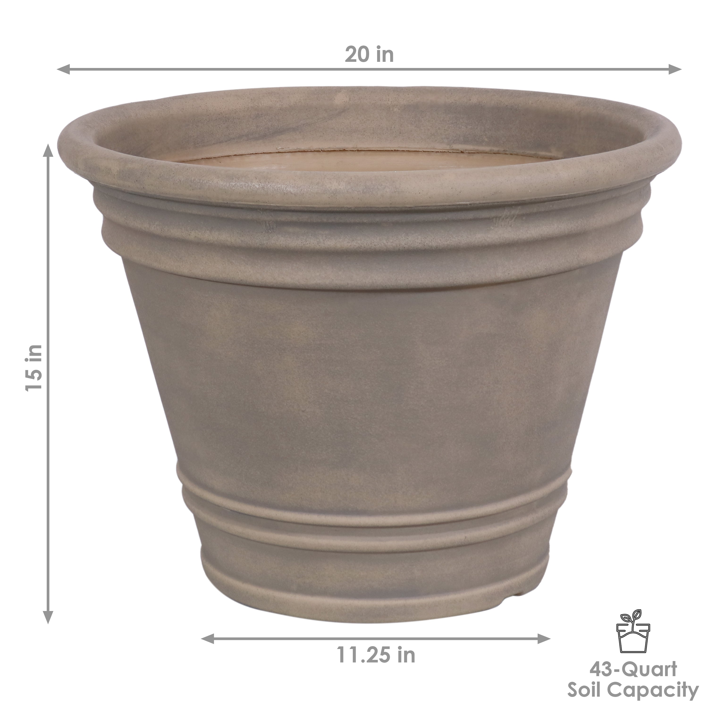  Sunnydaze Decor Franklin Polyresin Unbreakable UV-Resistant Flower Pot Planter - 20