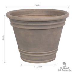 Franklin Polyresin Unbreakable UV-Resistant Flower Pot Planter - 20" Pack of 2