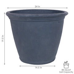 Anjelica Polyresin Unbreakable Double-Walled UV-Resistant Flower Pot Planter - 24" Pack of 2