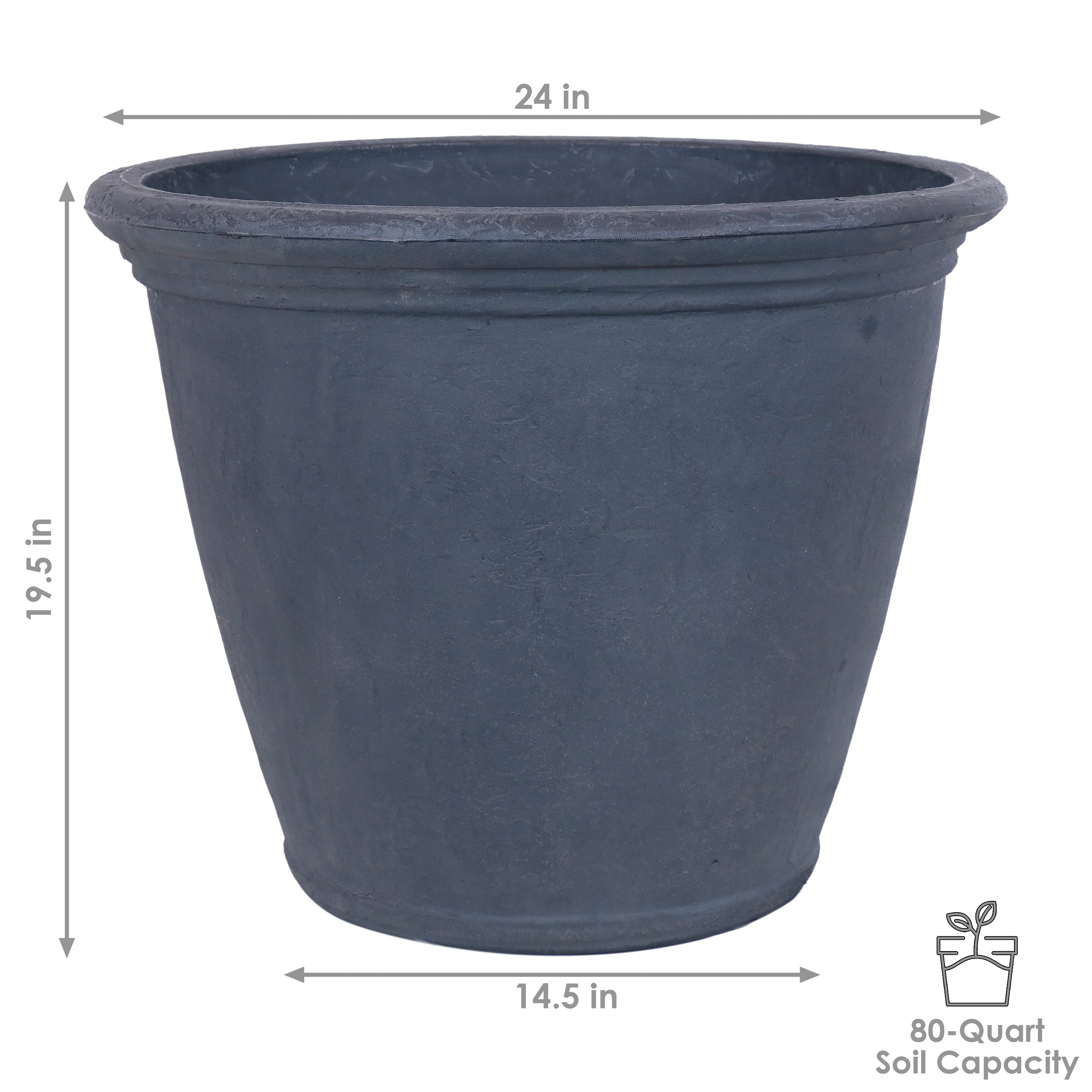  Sunnydaze Decor Anjelica Polyresin Unbreakable Double-Walled UV-Resistant Flower Pot Planter - 24