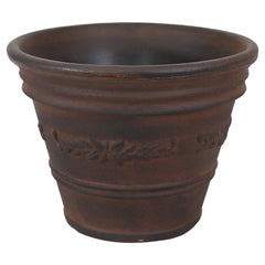 Laurel Polyresin Heavy-Duty Double-Walled UV-Resistant Flower Pot Planter - 13" Diameter - Rust